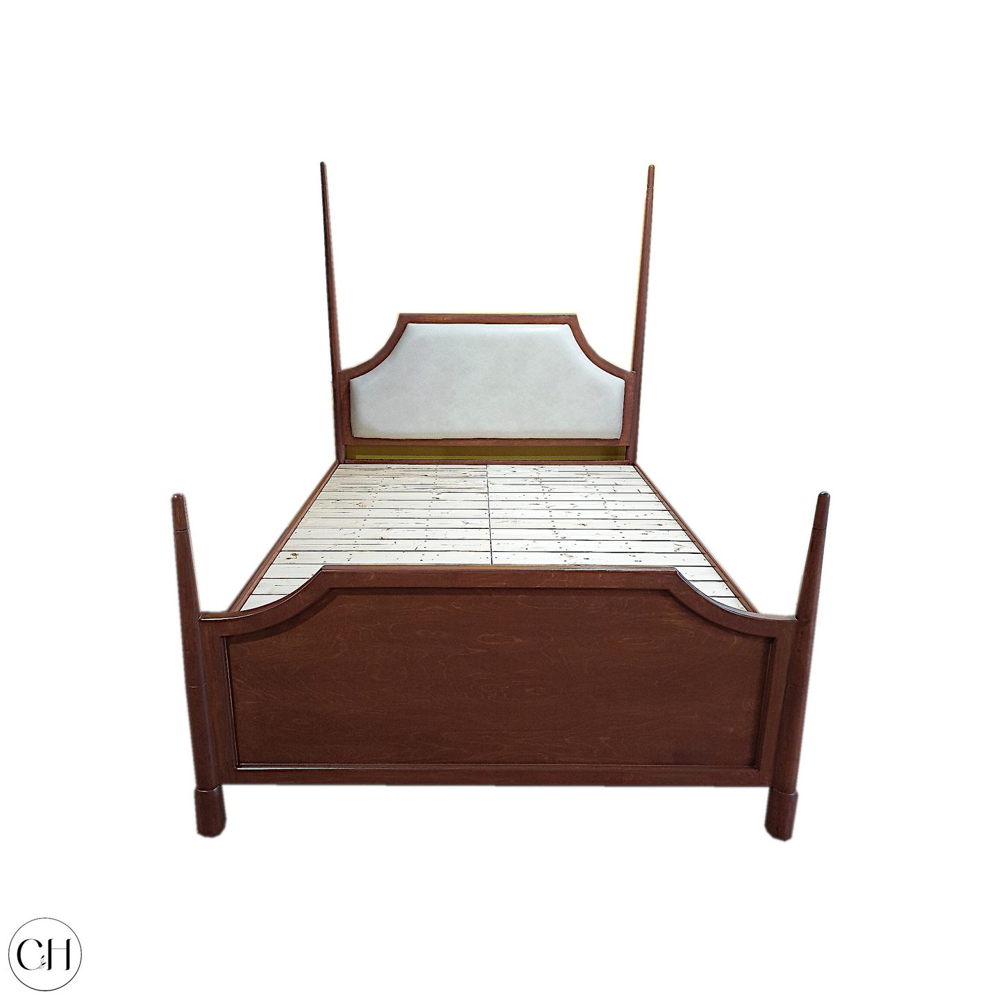 CustHum - 4-poster bed with upholstered headboard (white background)