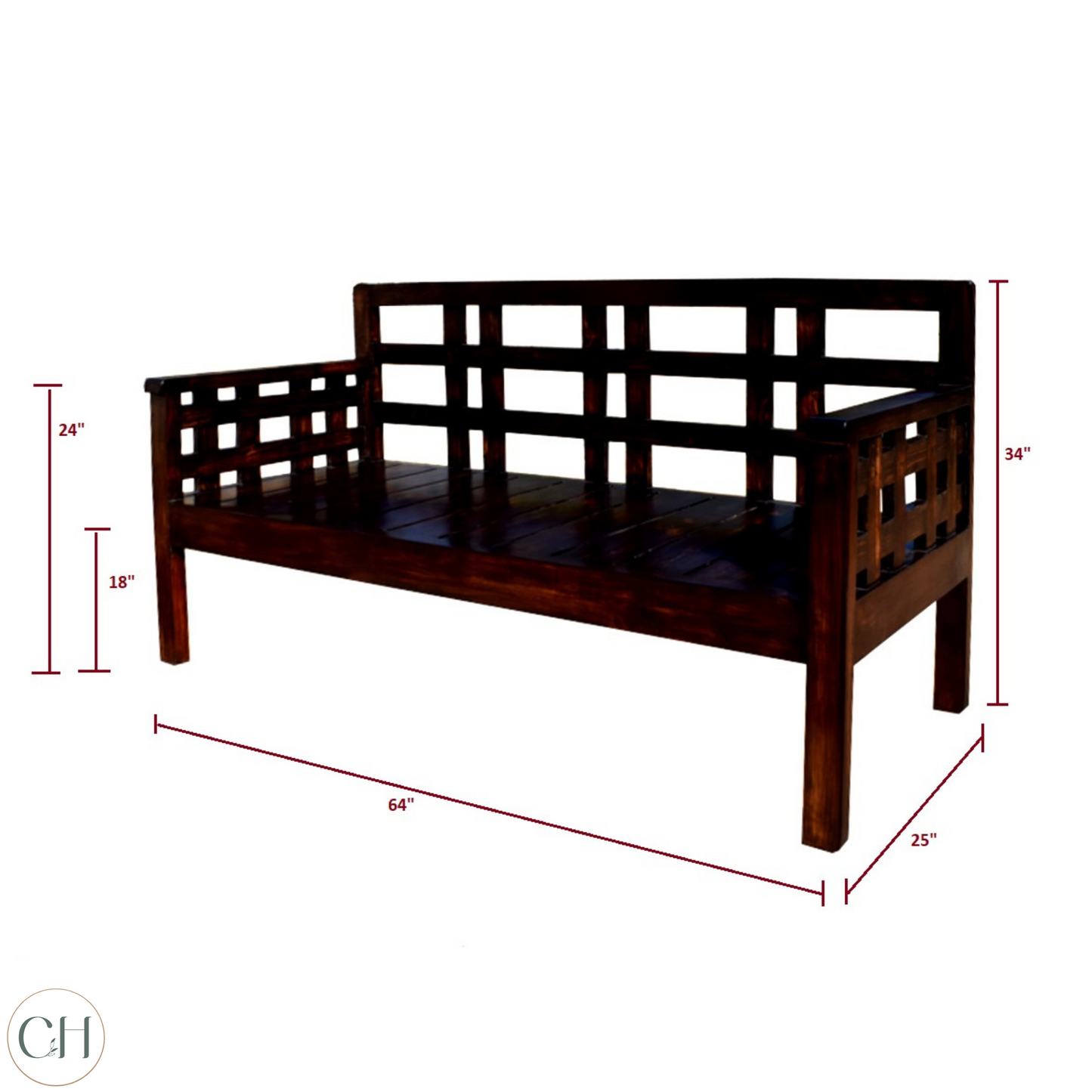 Caesar - 3-Seater Solid Wood Sofa Bench