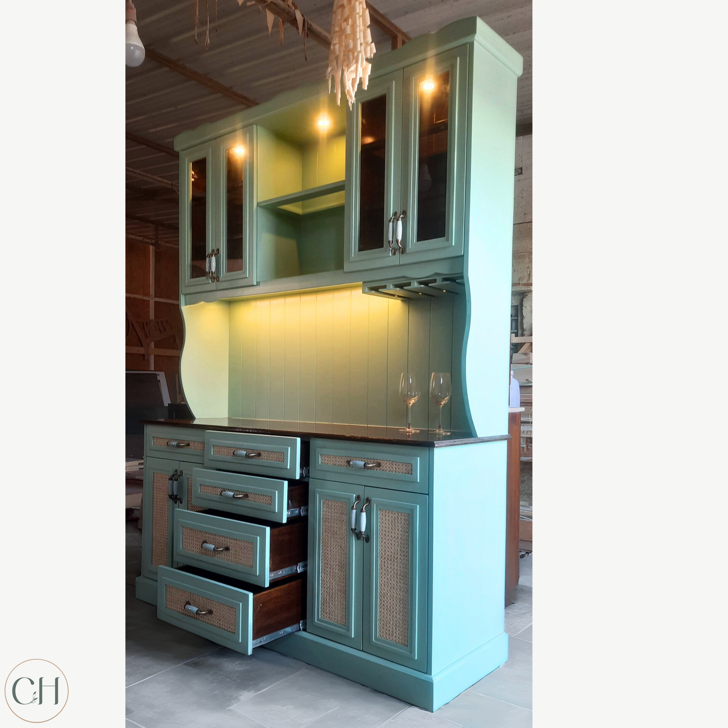 Edna - Full-size Wooden Crockery Cabinet Hutch