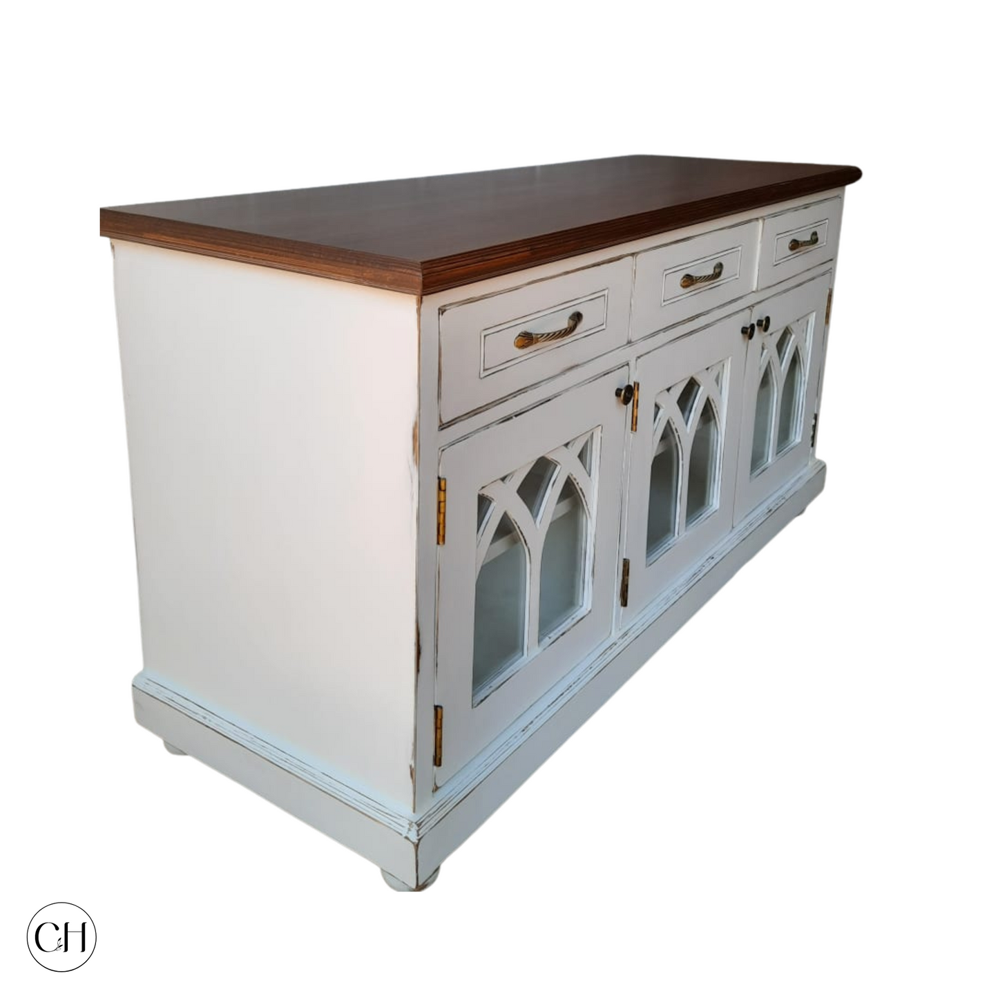 Winterfell - Solid Wood Sideboard with Intricate Door Panels - CustHum