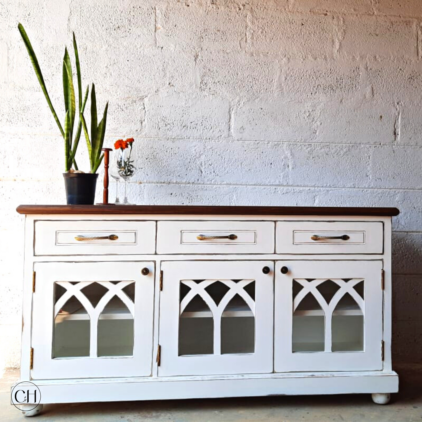 Winterfell - Solid Wood Sideboard with Intricate Door Panels - CustHum