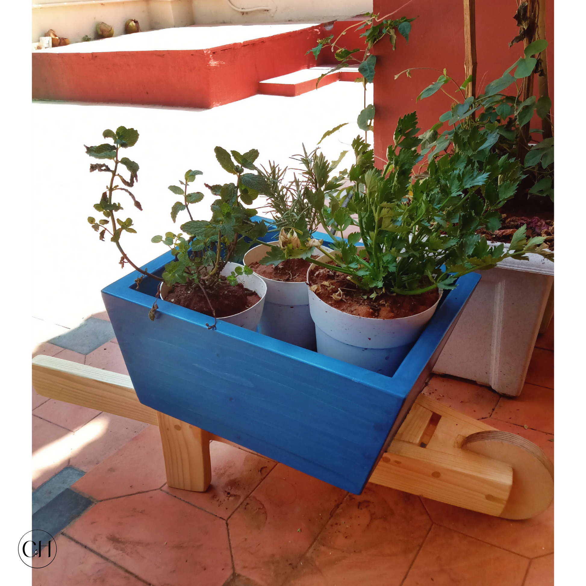 Barry - Small Wheelbarrow-shaped Wooden Planter - CustHum