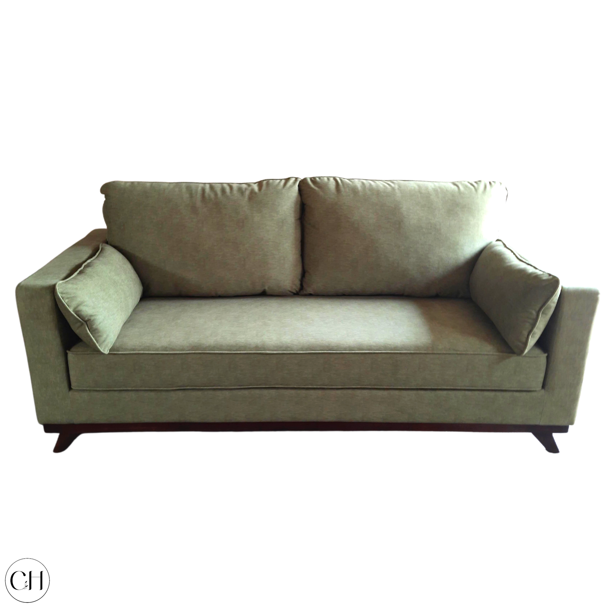 Canterbury - Modern 3-Seater Upholstered Sofa in Sage Green - CustHum