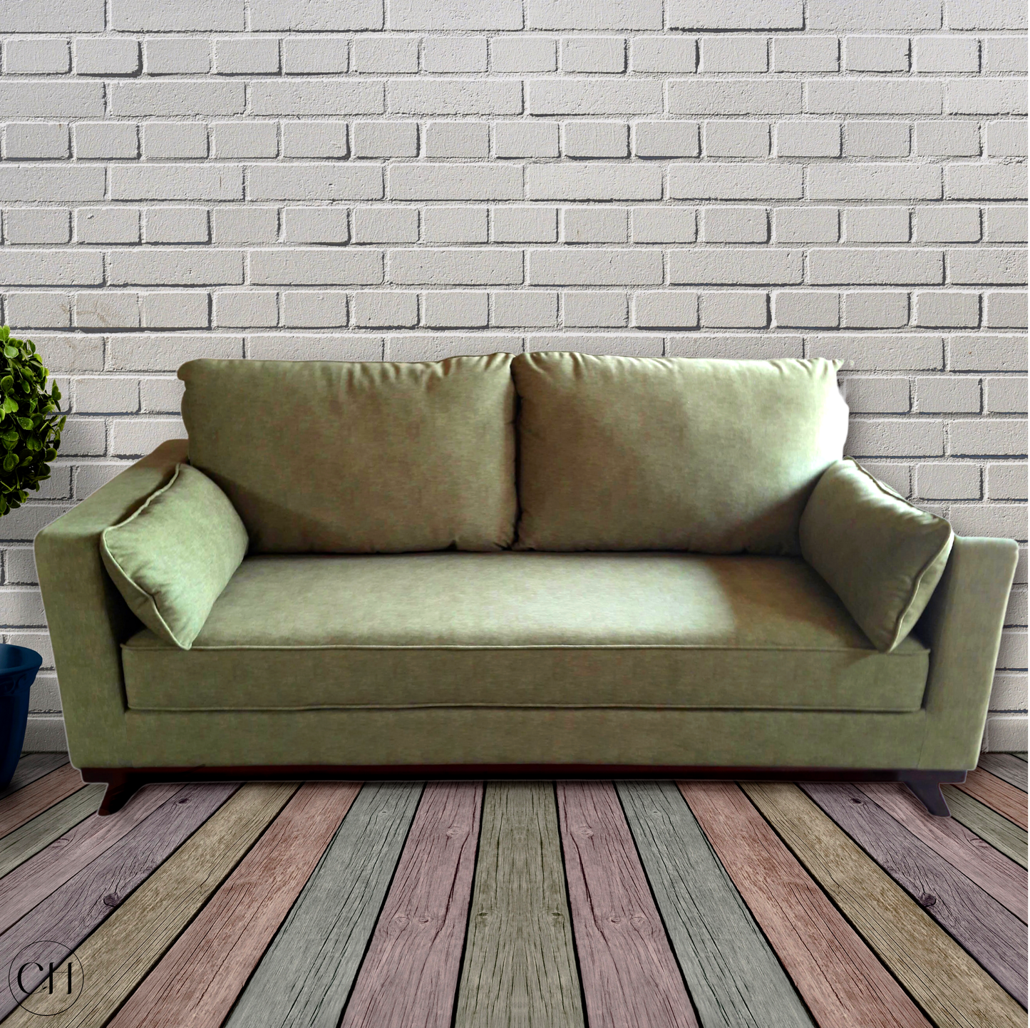 Canterbury - Modern 3-Seater Upholstered Sofa in Sage Green - CustHum