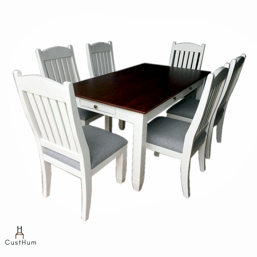 CustHum-Chamonix-farmhouse-style 6 seater dining with cutlery drawers-01