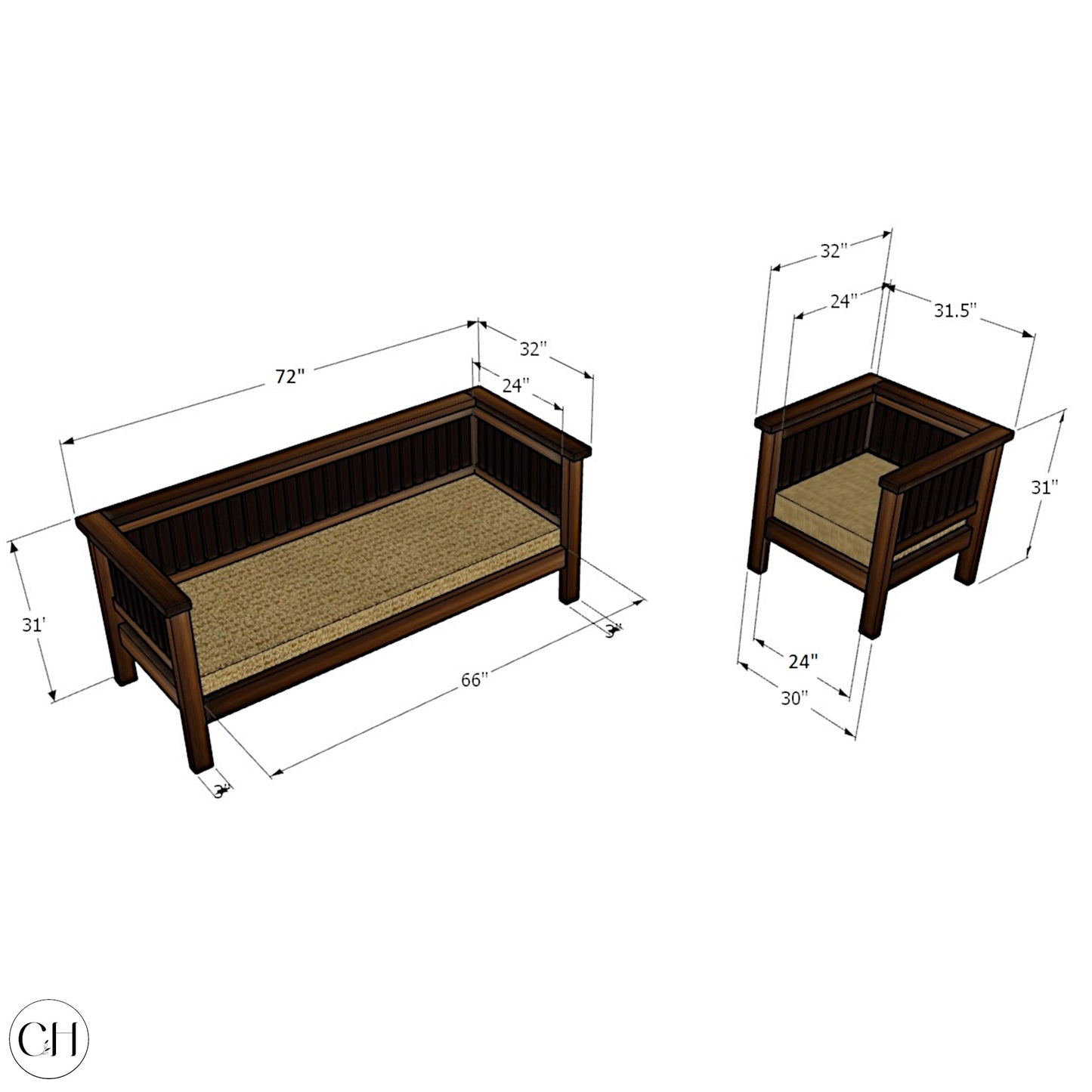Cyrus - 3-Seater Sofa - CustHum