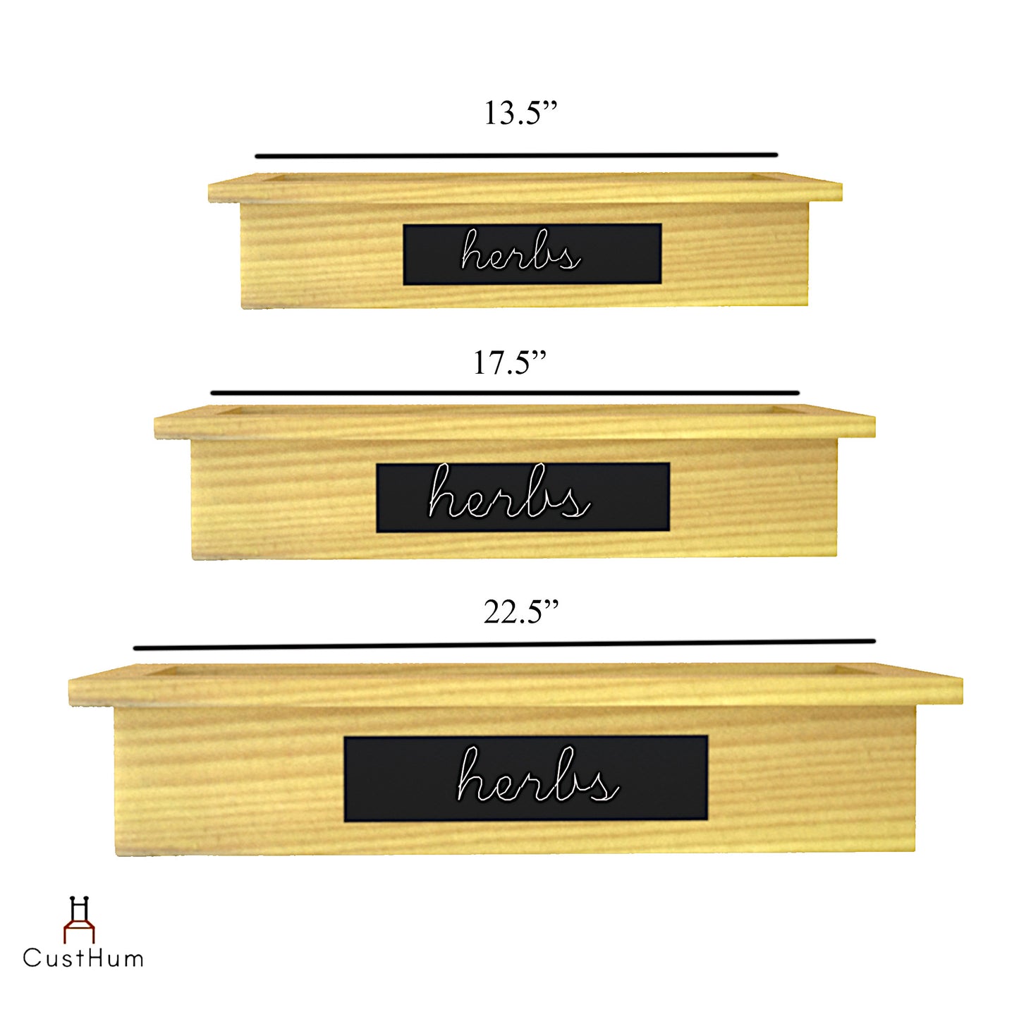 CustHum-Elsie-country style table top herb box planter-3 sizes with dimesnions