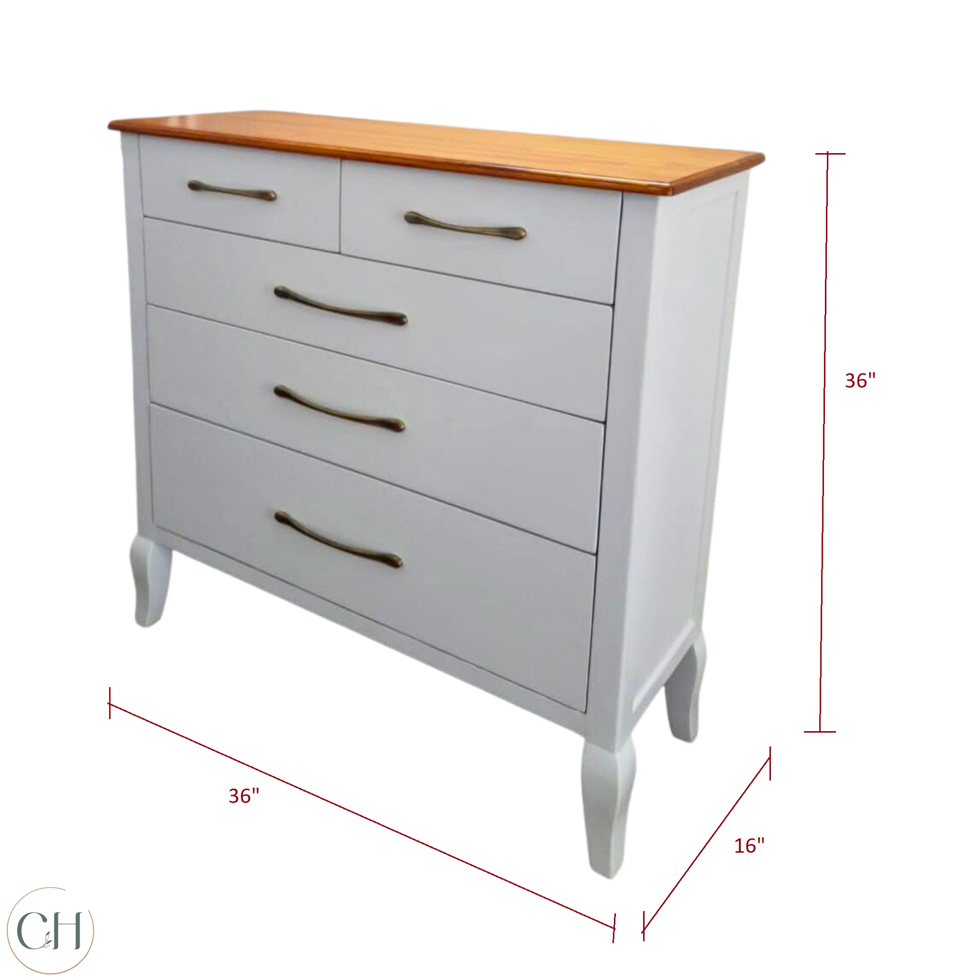 Eloisa - Queen Anne Style Chest of Drawers with Cabriole Legs - CustHum