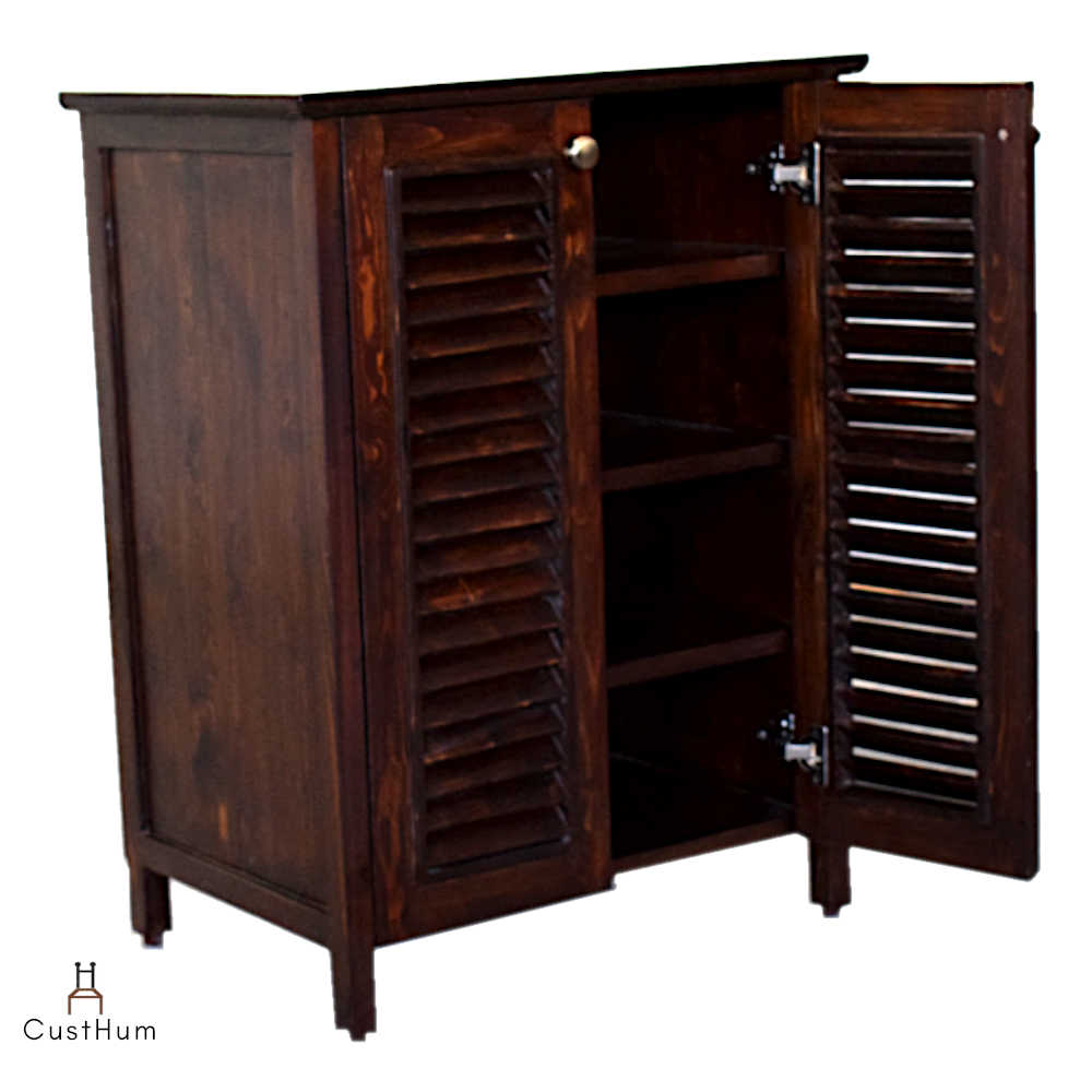 Gustav - Solid Wood Louvered Shoe Storage Cabinet - CustHum