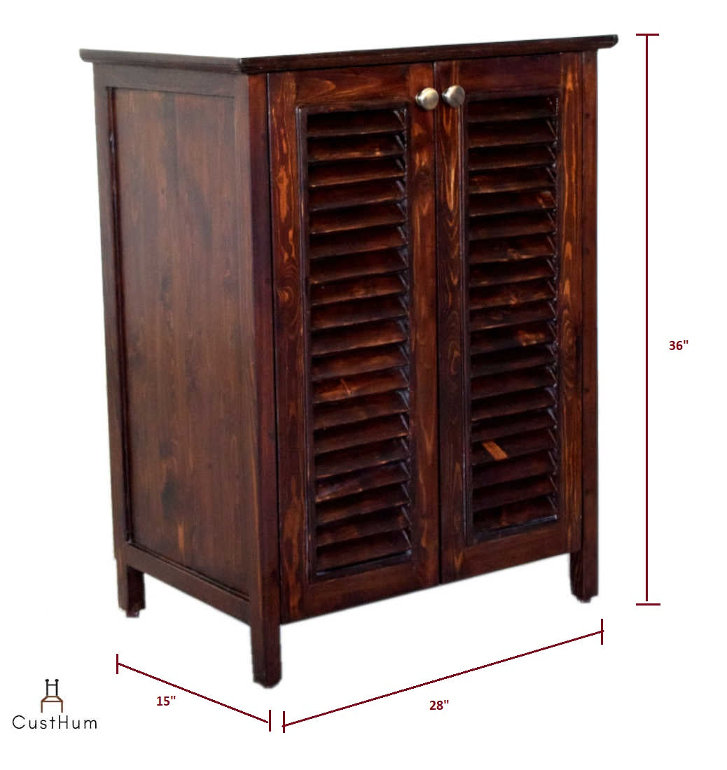 Gustav - Solid Wood Louvered Shoe Storage Cabinet - CustHum
