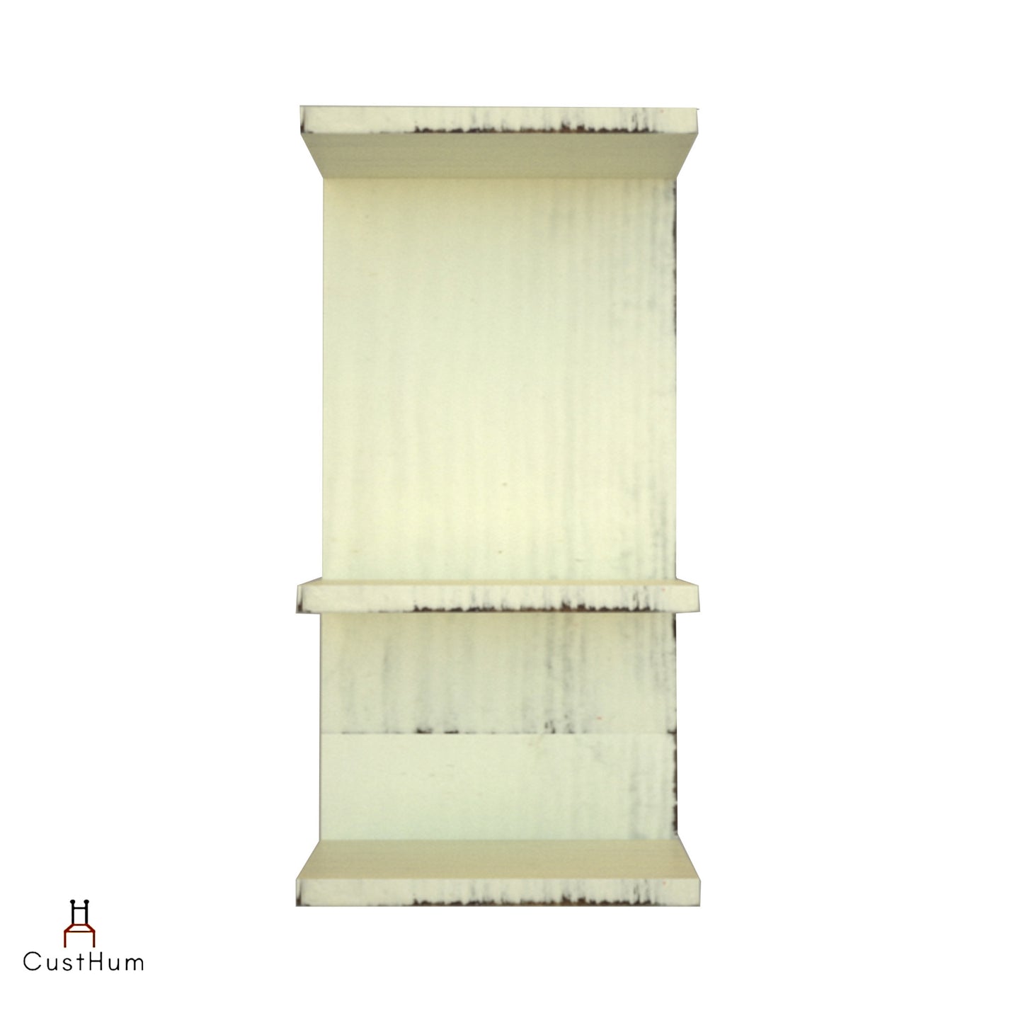CustHum-Moor-simple vertical wooden bathroom shelf-distressed white (front)