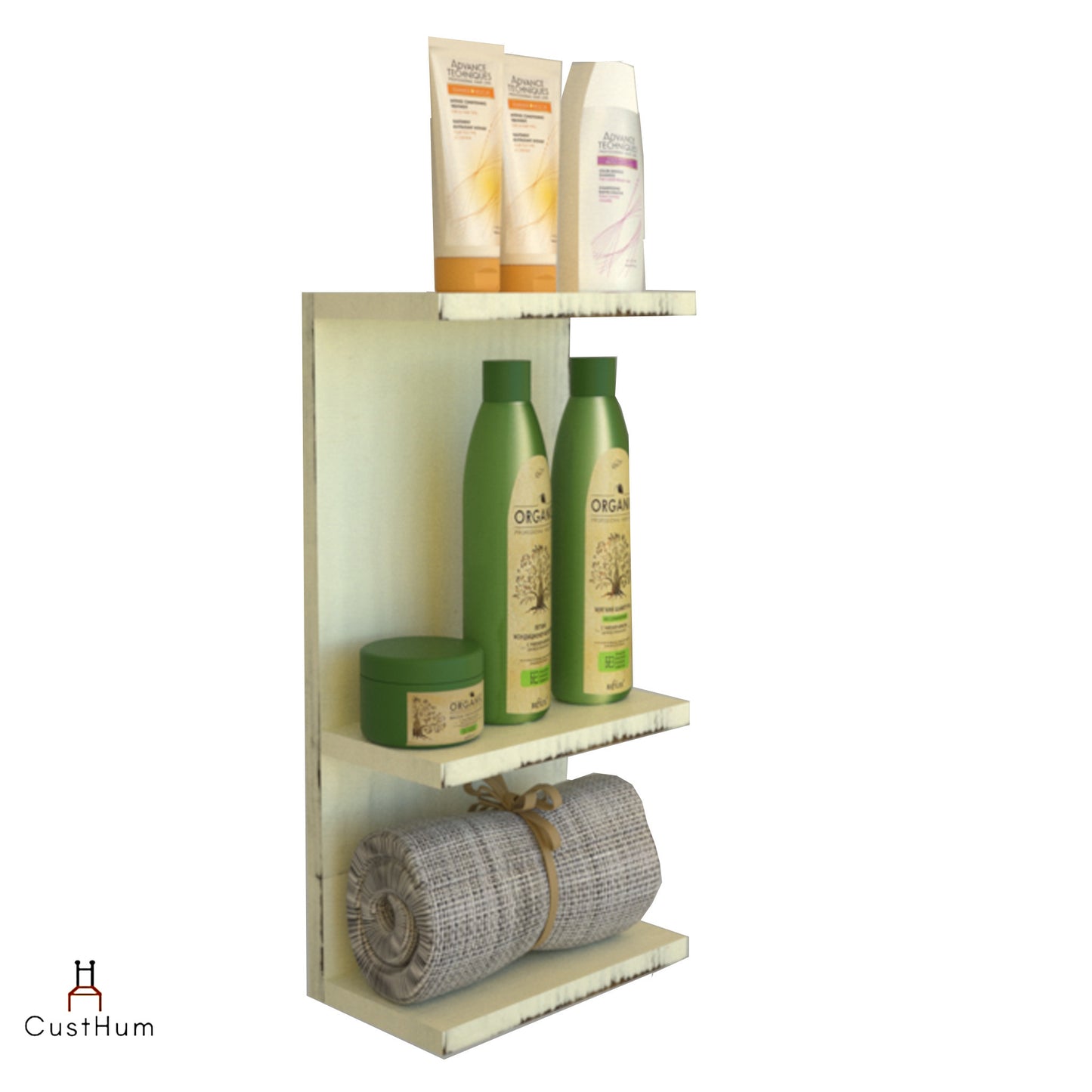 CustHum-Moor-simple vertical wooden bathroom shelf-side