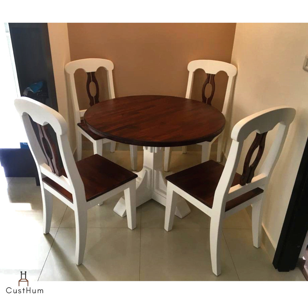 CustHum-Olive-4 seater solid wood round dining set-customer photo