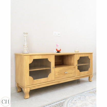 Adelaide - Ornate Wooden TV Stand with Fluted Glass