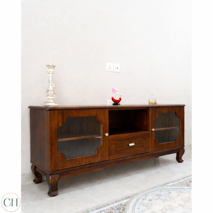 Adelaide - Ornate Wooden TV Stand with Fluted Glass