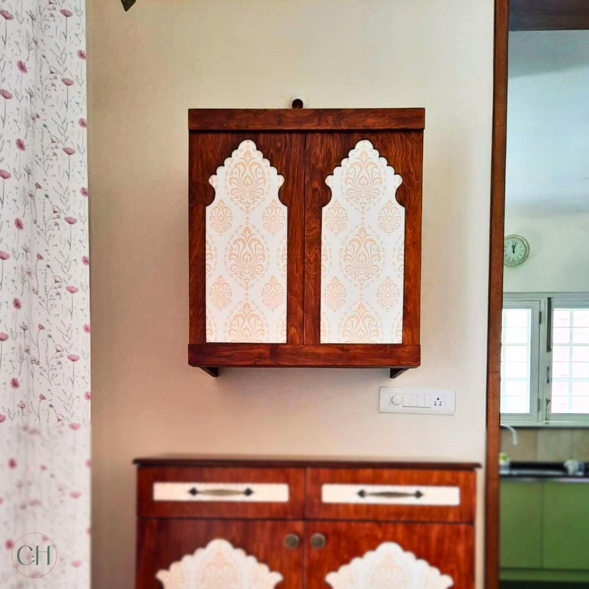 CustHum - wall-mounted compact wooden home puja mandir