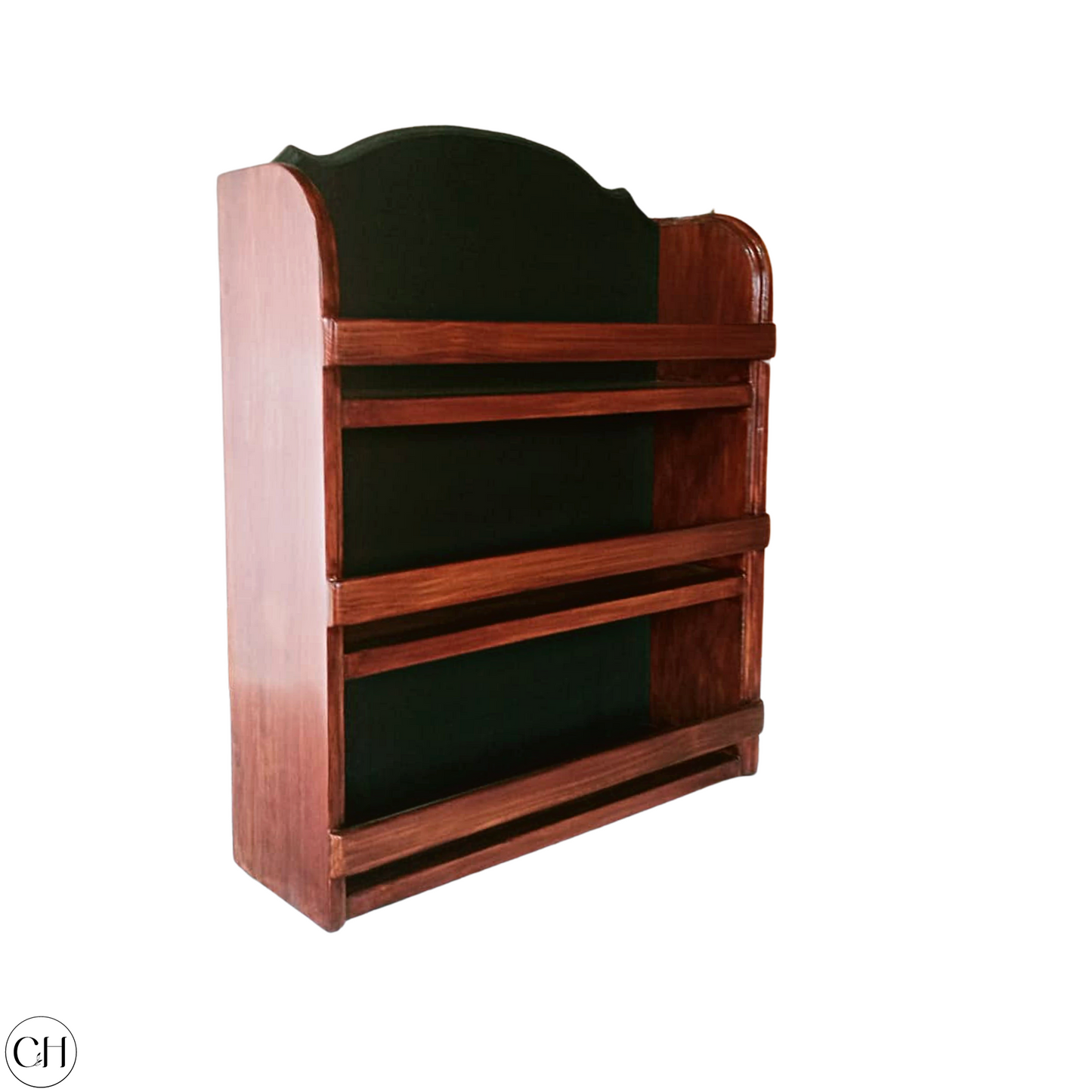 CustHum wallmounted wooden spice rack with blackboard painted back (light teak color)