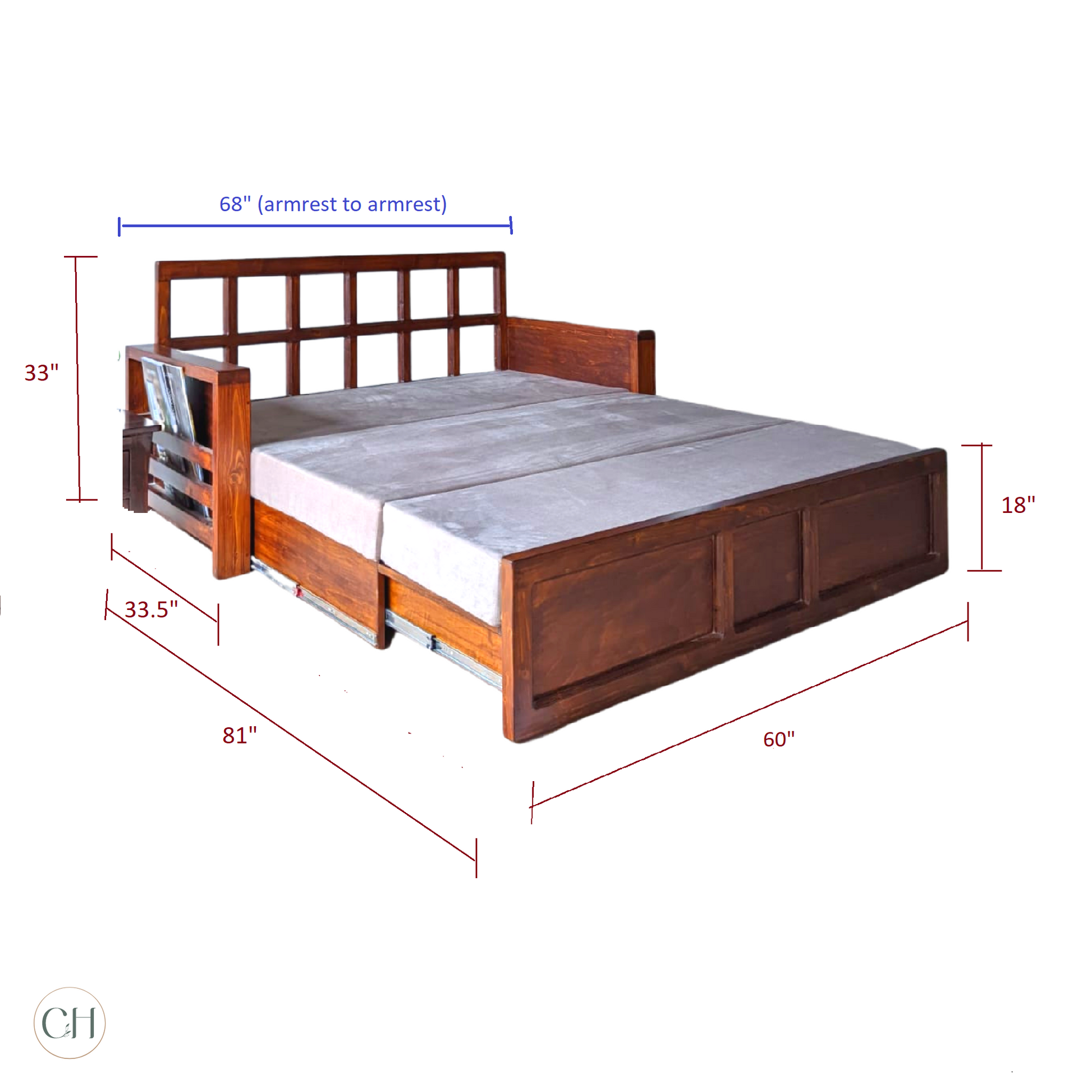 CustHum - Helen - Expandable sofa bed (dimensions)