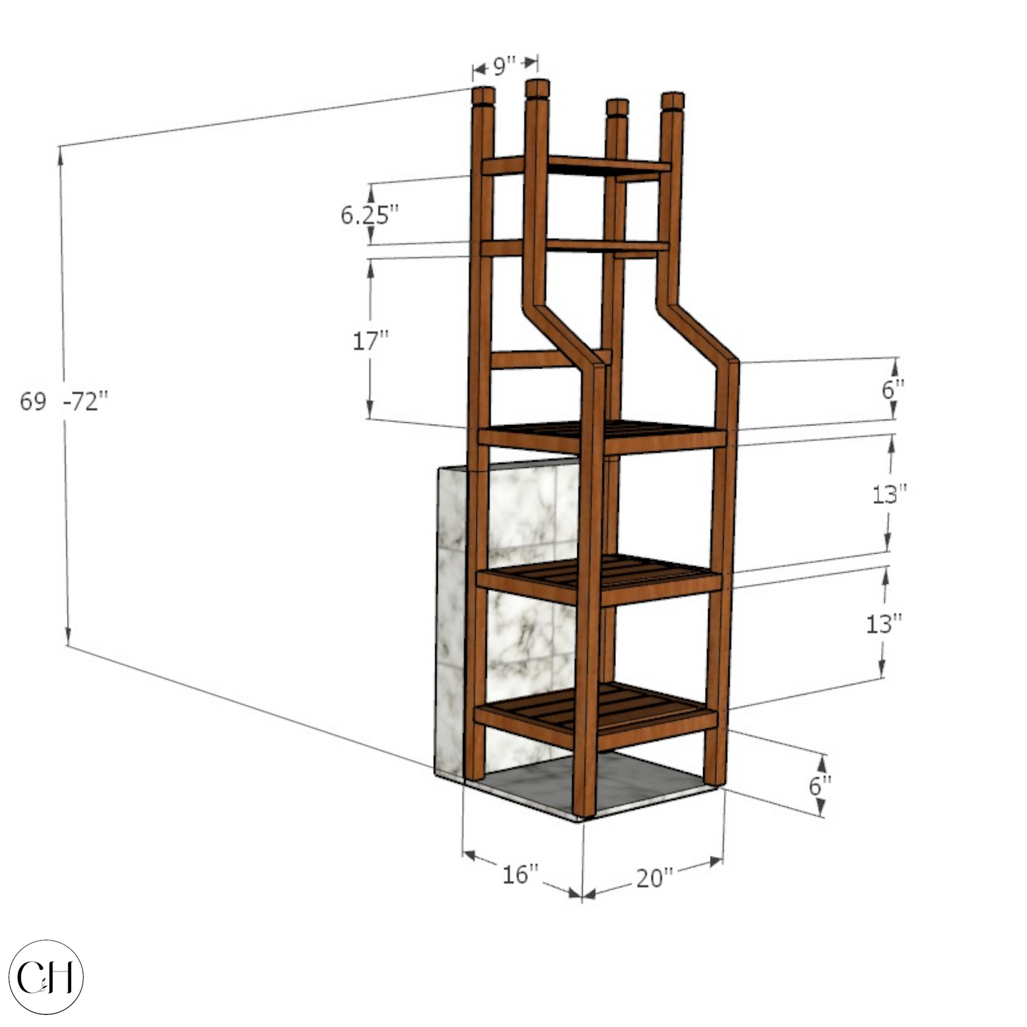 Zeenat - Tiered Wooden Etagere Ladder Shelf