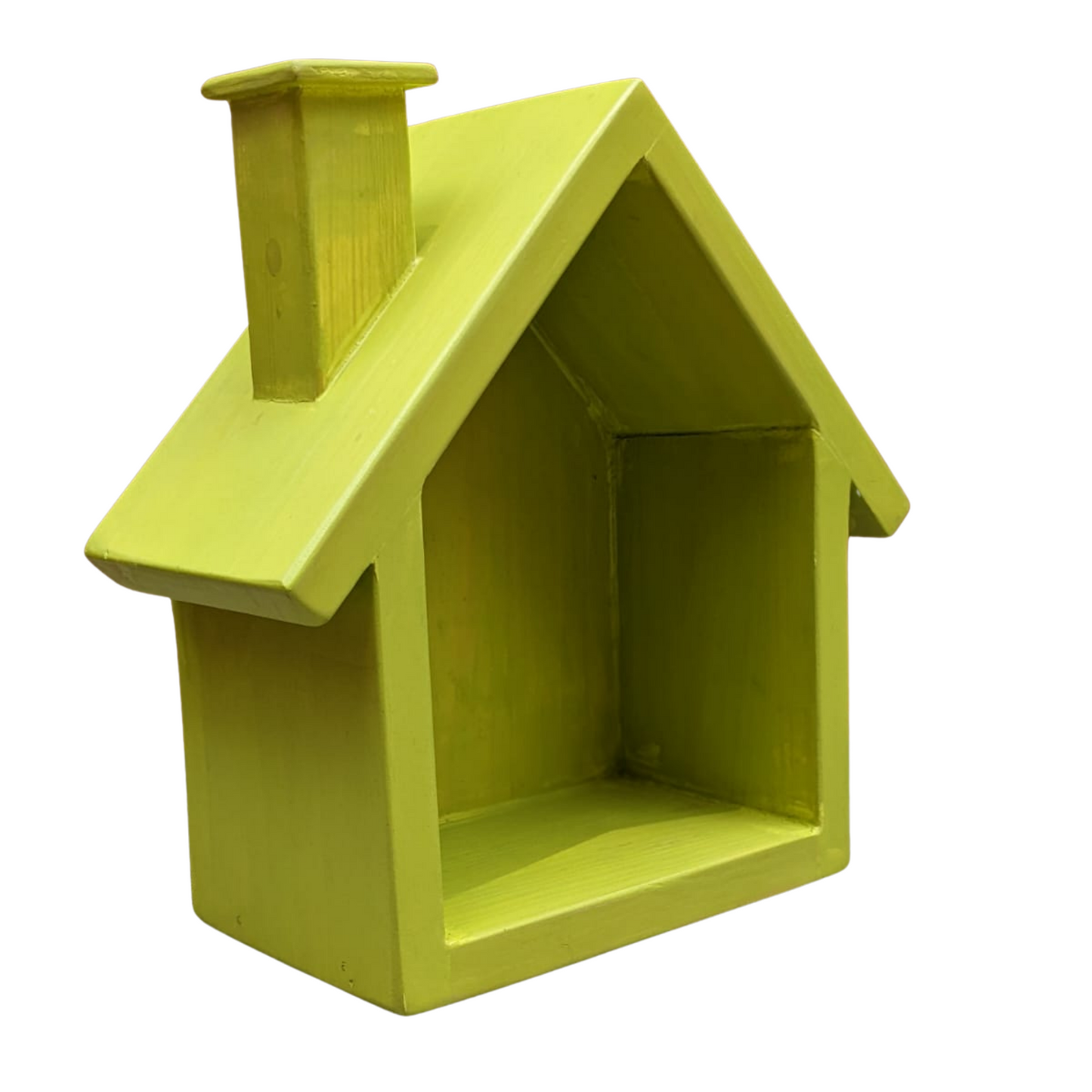 CustHum-Small house shaped wooden decor-light green (ISO)