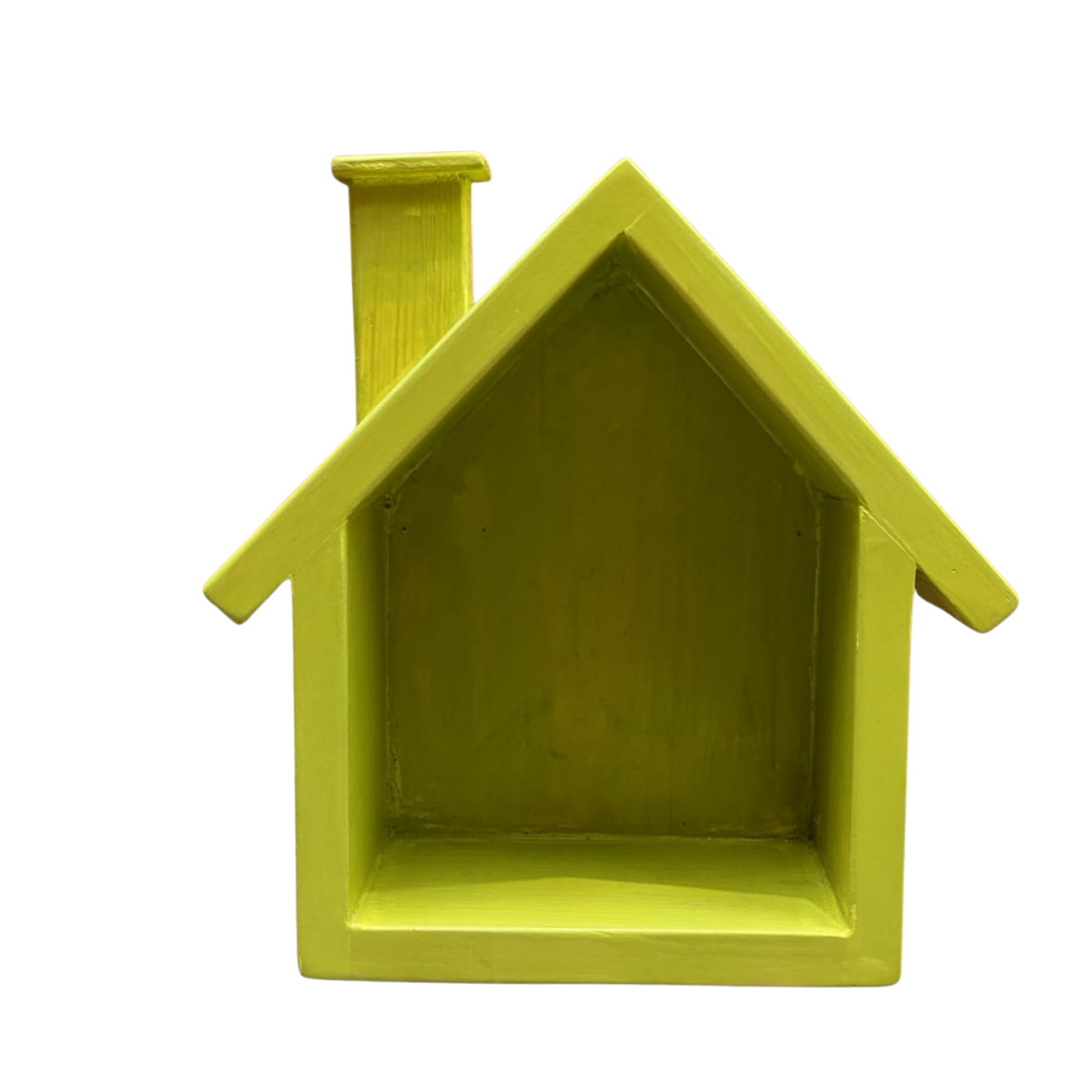 CustHum-Small house shaped wooden decor-light green (front view)