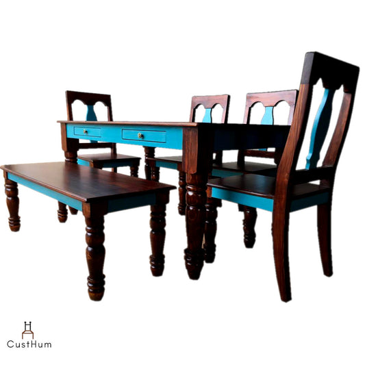 Afreen - 6-Seater Solid Wood Dining Set - CustHum