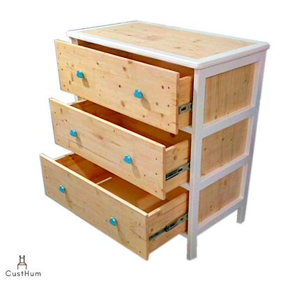 CustHum-Arendelle-chest of drawers with cloud shaped handles (open drawers view)