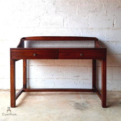 CustHum-Bordeaux-mid century modern work desk with storage-front view