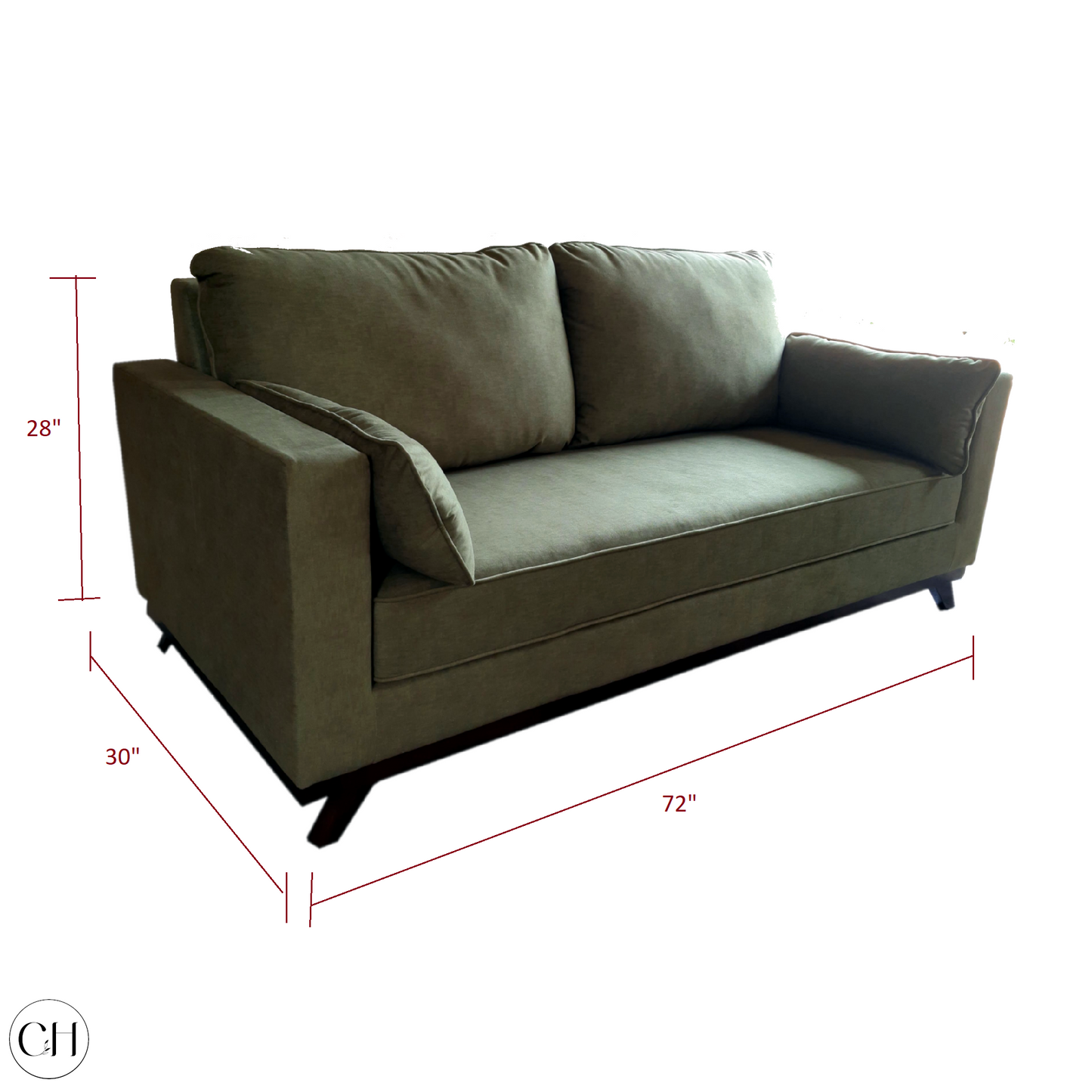 Canterbury - Modern 3-Seater Upholstered Sofa in Sage Green - CustHum