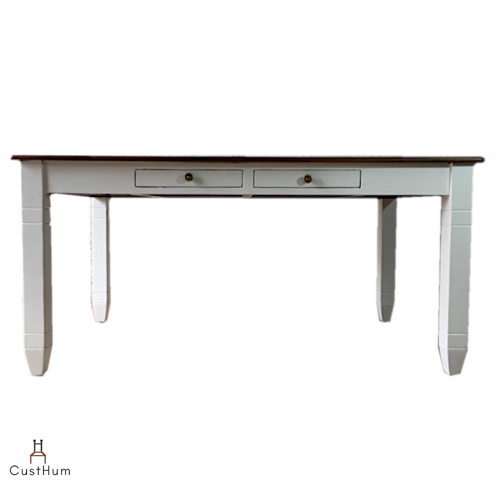 CustHum-Chamonix-farmhouse-style 6 seater dining with cutlery drawers-table front view