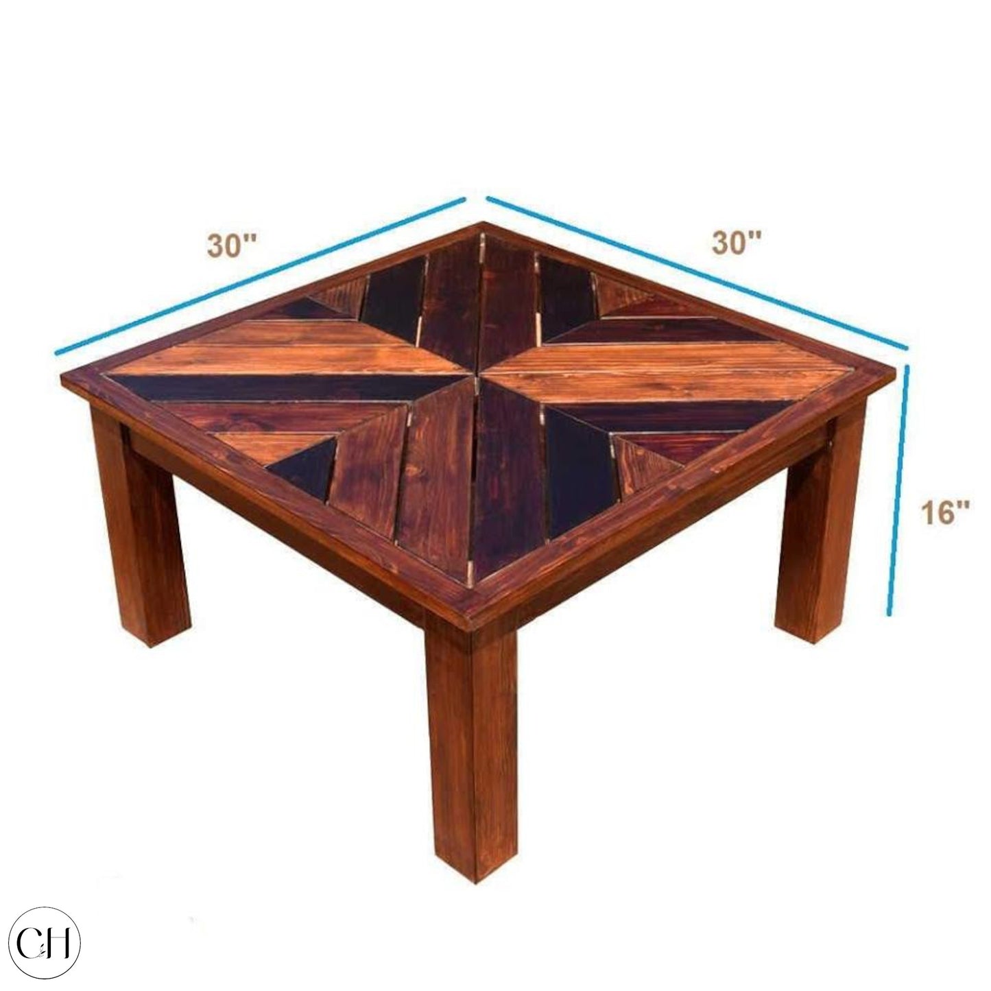 Corfu - Wooden Center Table with Herringbone Top - CustHum