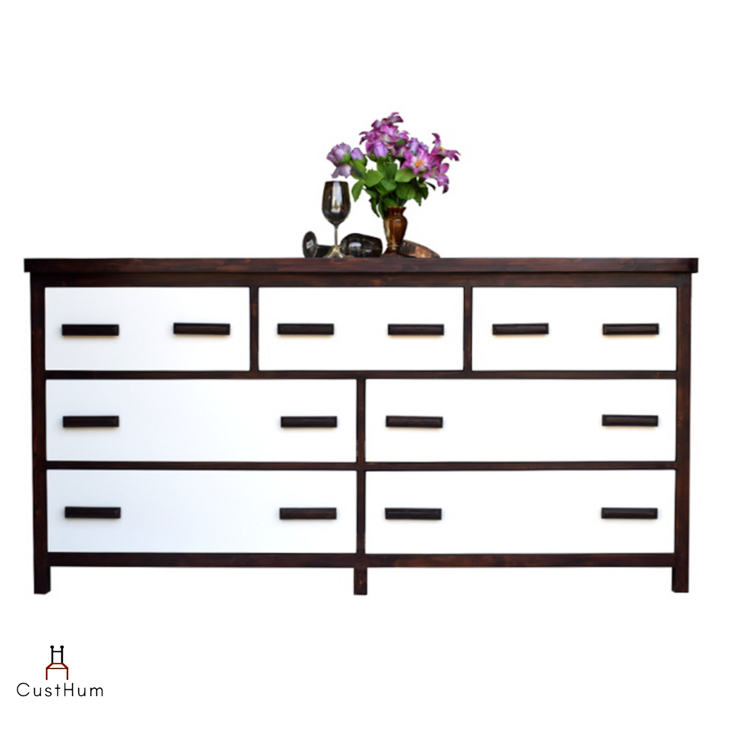 CustHum-Corsica-two tone chest of drawers (front view)