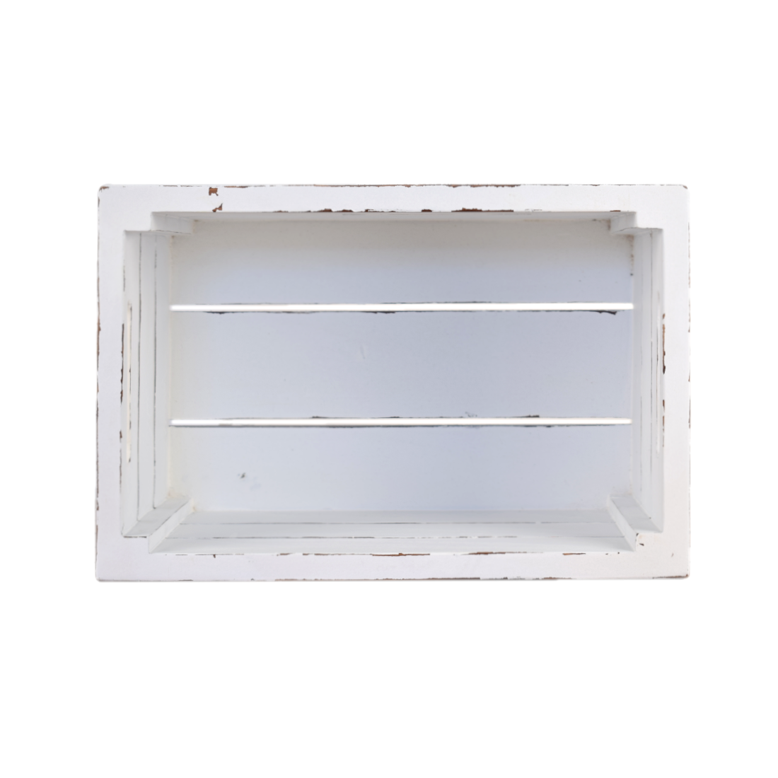 CustHum-Crate-multipurpose pallet crate box (distressed white, top view)