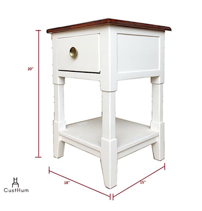 CustHum-Daisy-Two tone solid wood bedside lamp table-dimensions