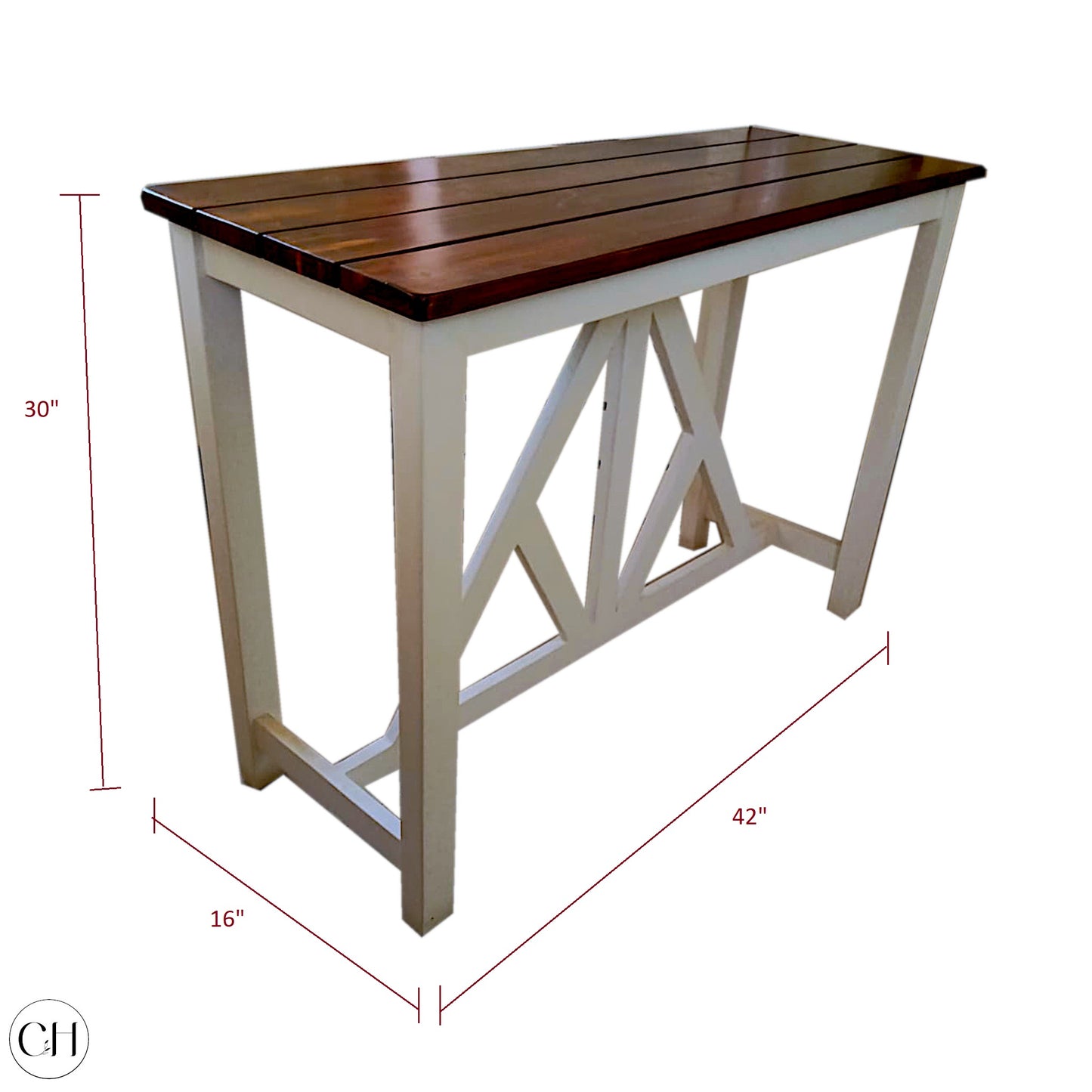 Erina - Farmhouse-style Console Table with Slatted Top - CustHum