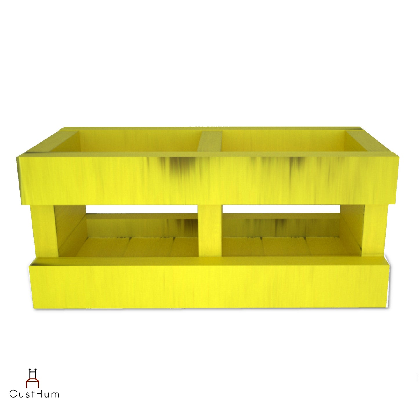 CustHum-Essen-wooden cutlery and condiments holder-distressed yellow-front
