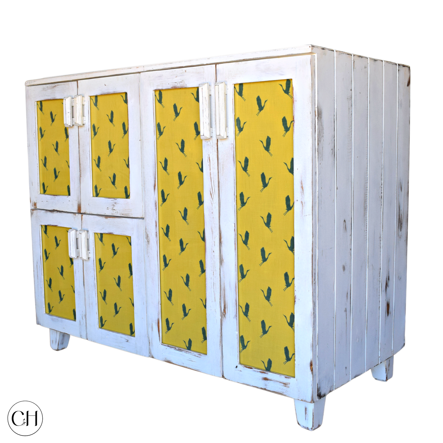 CustHum-Flamingo - Multipurpose Wooden Storage Cabinet with Fabric-Laminated Doors (ISO)