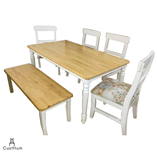 CustHum-Giverny-6 seater solid wood dining set in farmhouse inspired design-01