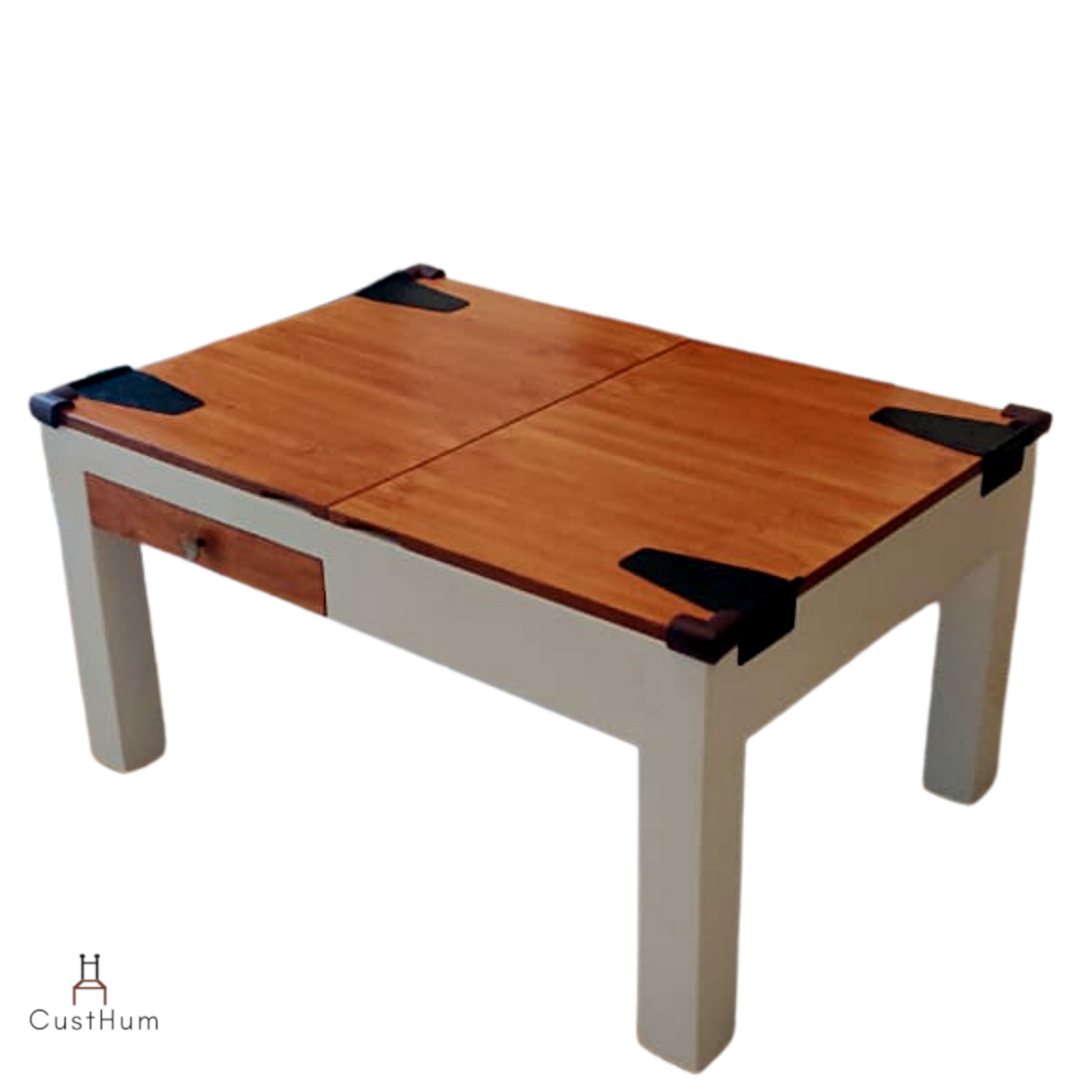 CustHum Spilsbury-coffee table with flaps to conceal space for jigaw puzzle (closed view)