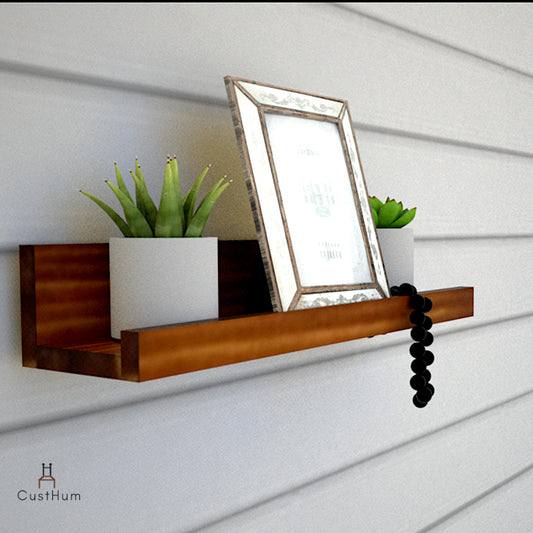 CustHum-Ledge-minimalistic wooden shelf-side view with props