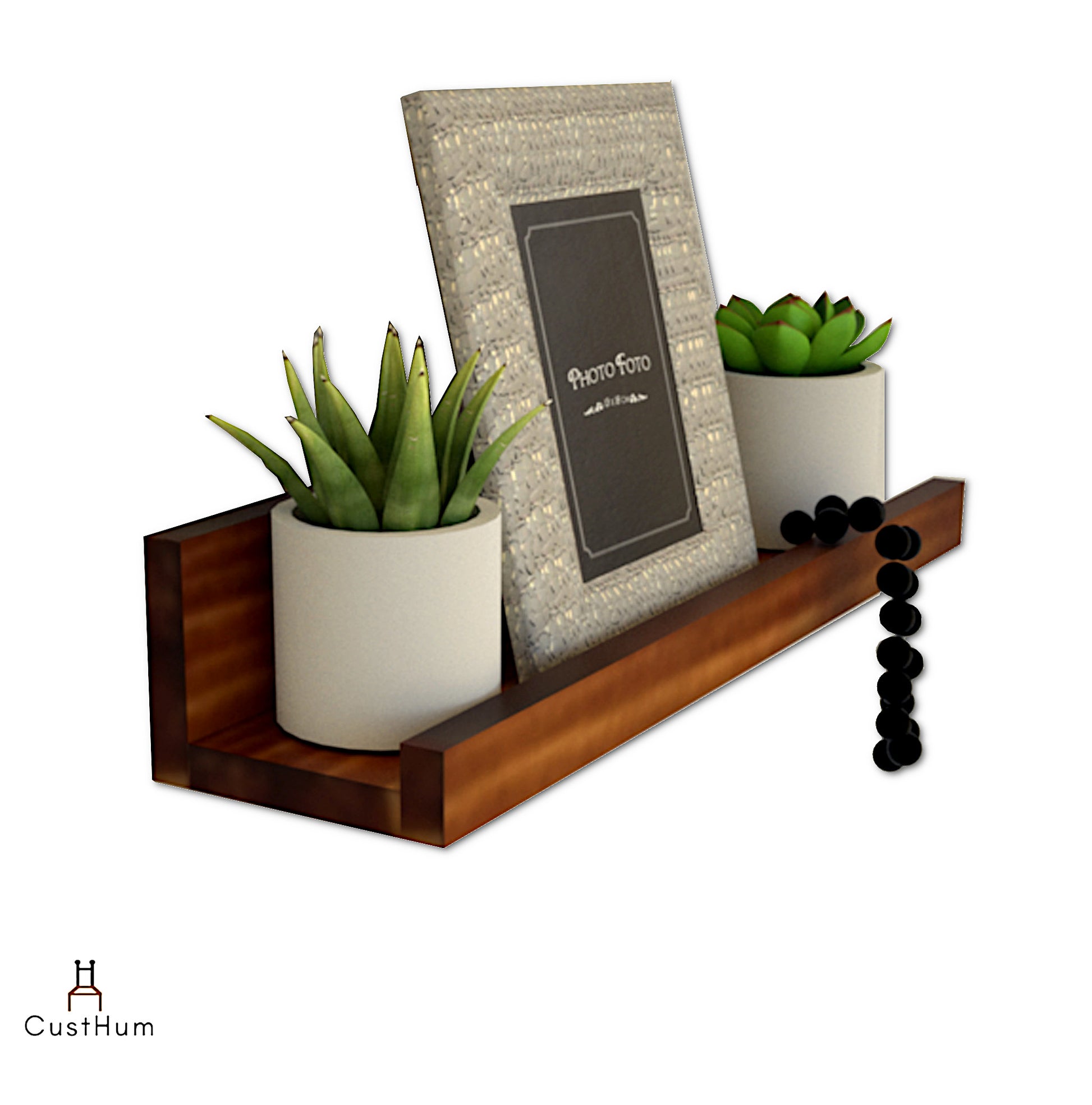 CustHum-Ledge-minimalistic wooden shelf-side view with props-02