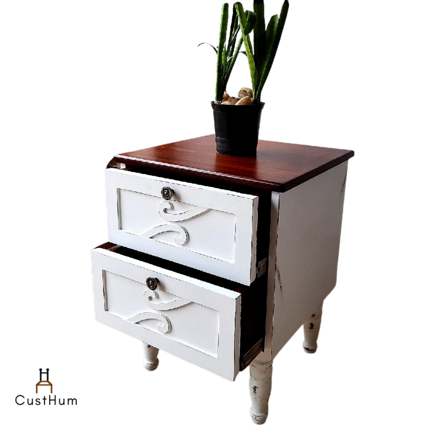 Lily - Bedside Table with Greek Motif - CustHum