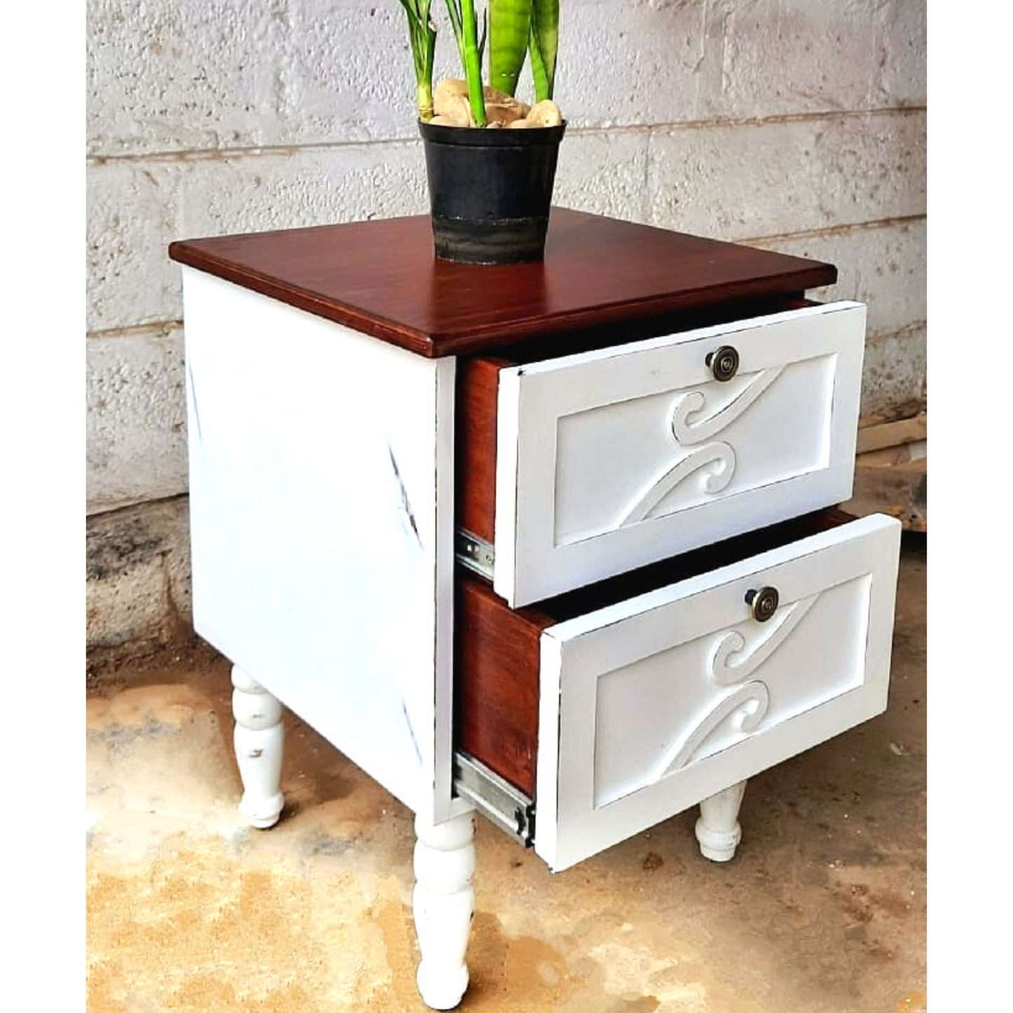 Lily - Bedside Table with Greek Motif - CustHum