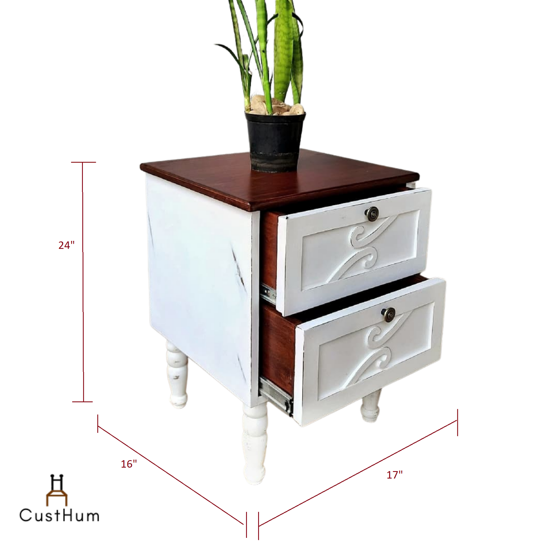 Lily - Bedside Table with Greek Motif - CustHum
