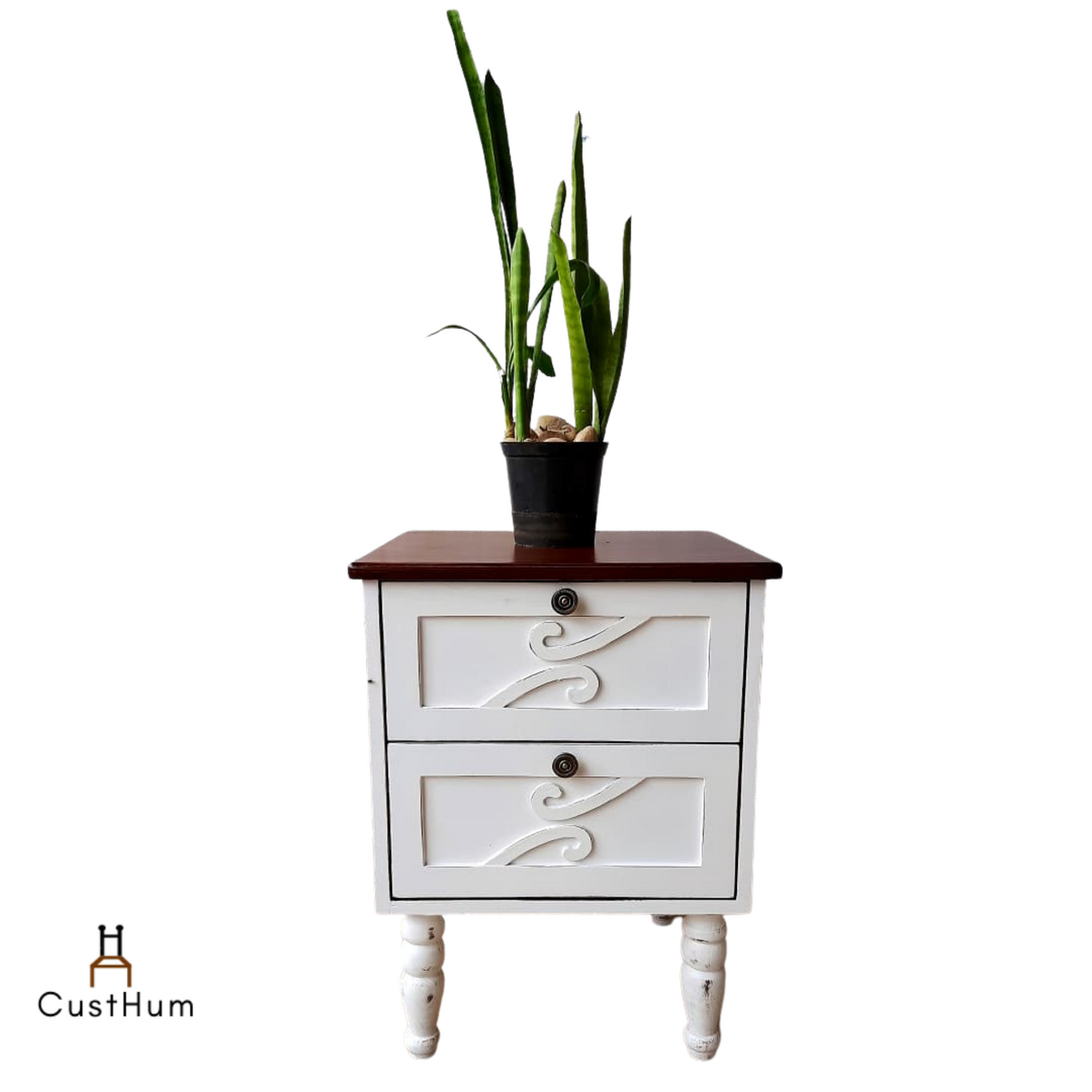 Lily - Bedside Table with Greek Motif - CustHum