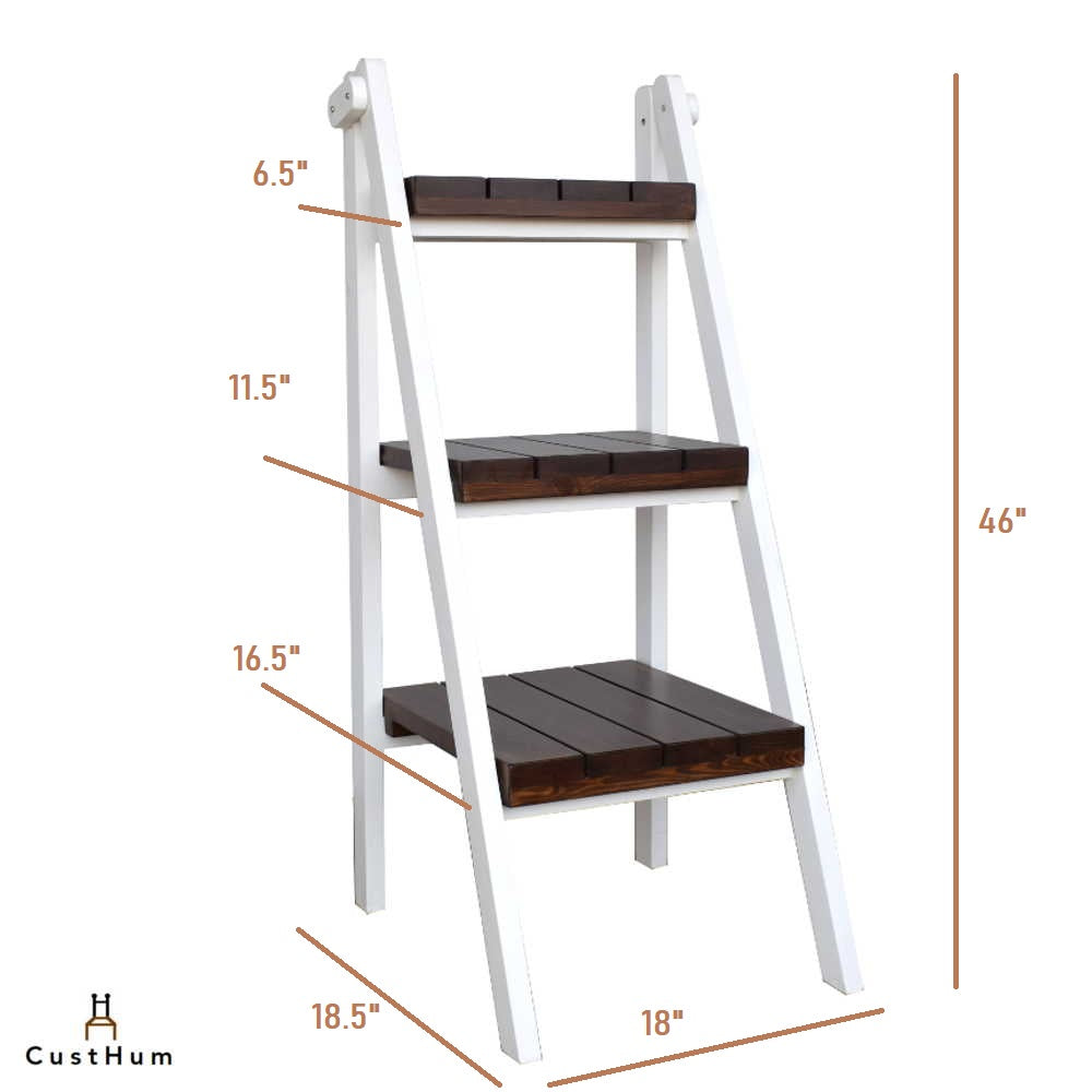 Zeppelin - 3-Tier Solid Pinewood Ladder Shelf - CustHum