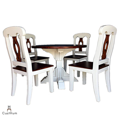 CustHum-Olive-4 seater solid wood round dining set-01