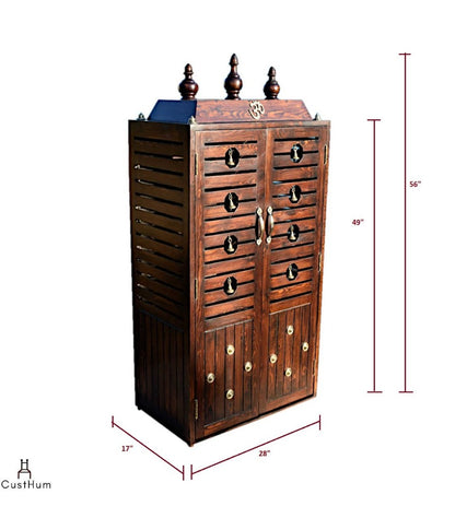 CustHum-Prarthana-compact puja mandir with stowable stool-dimensions