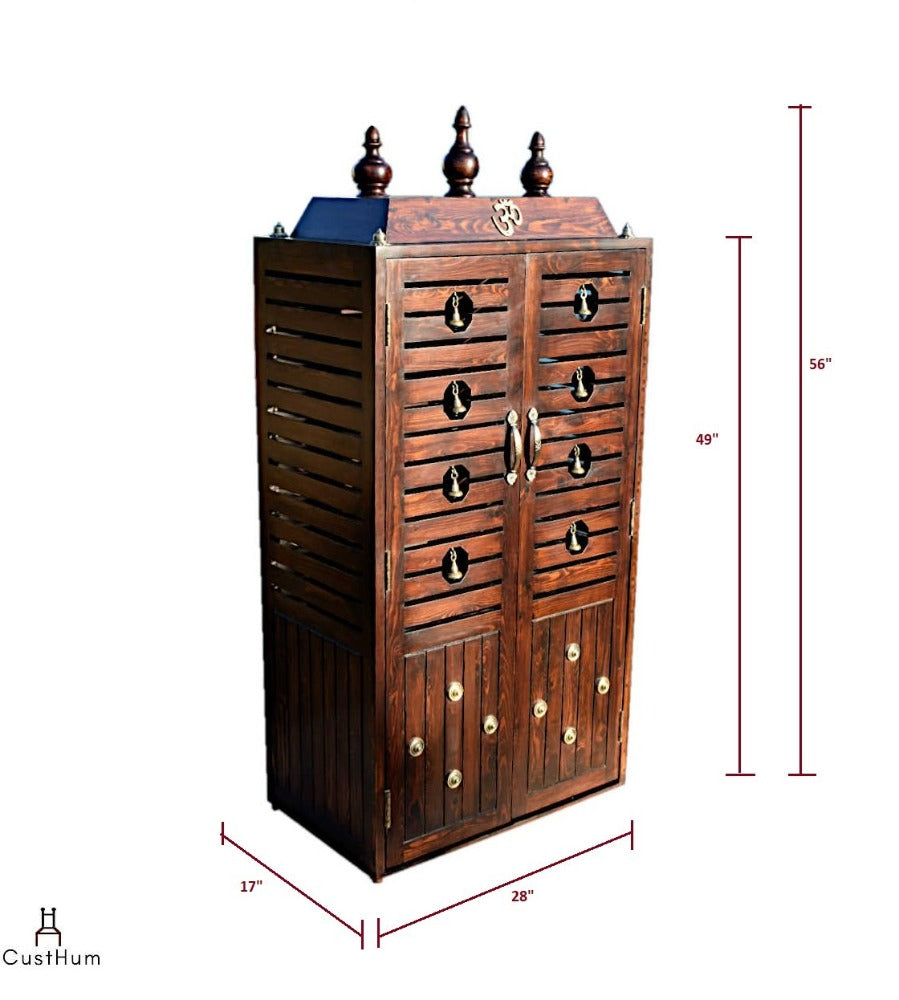 CustHum-Prarthana-compact puja mandir with stowable stool-dimensions