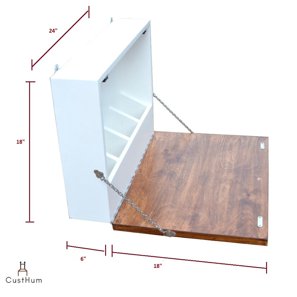 CustHum-Creativ-Murphy style wall mounted arts work desk (dimensions)